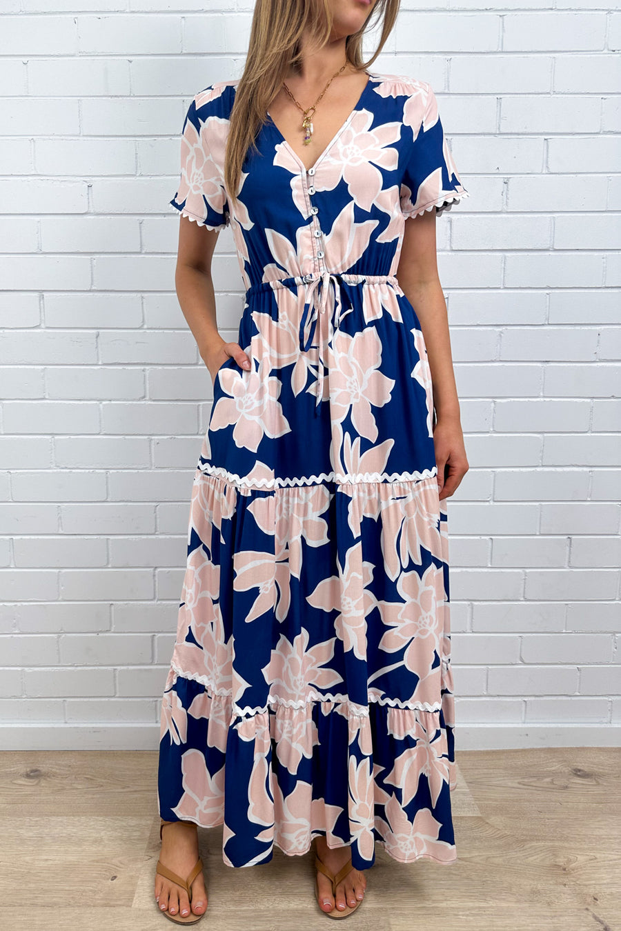 Peach Navy Floral