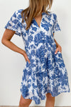 White Blue Floral