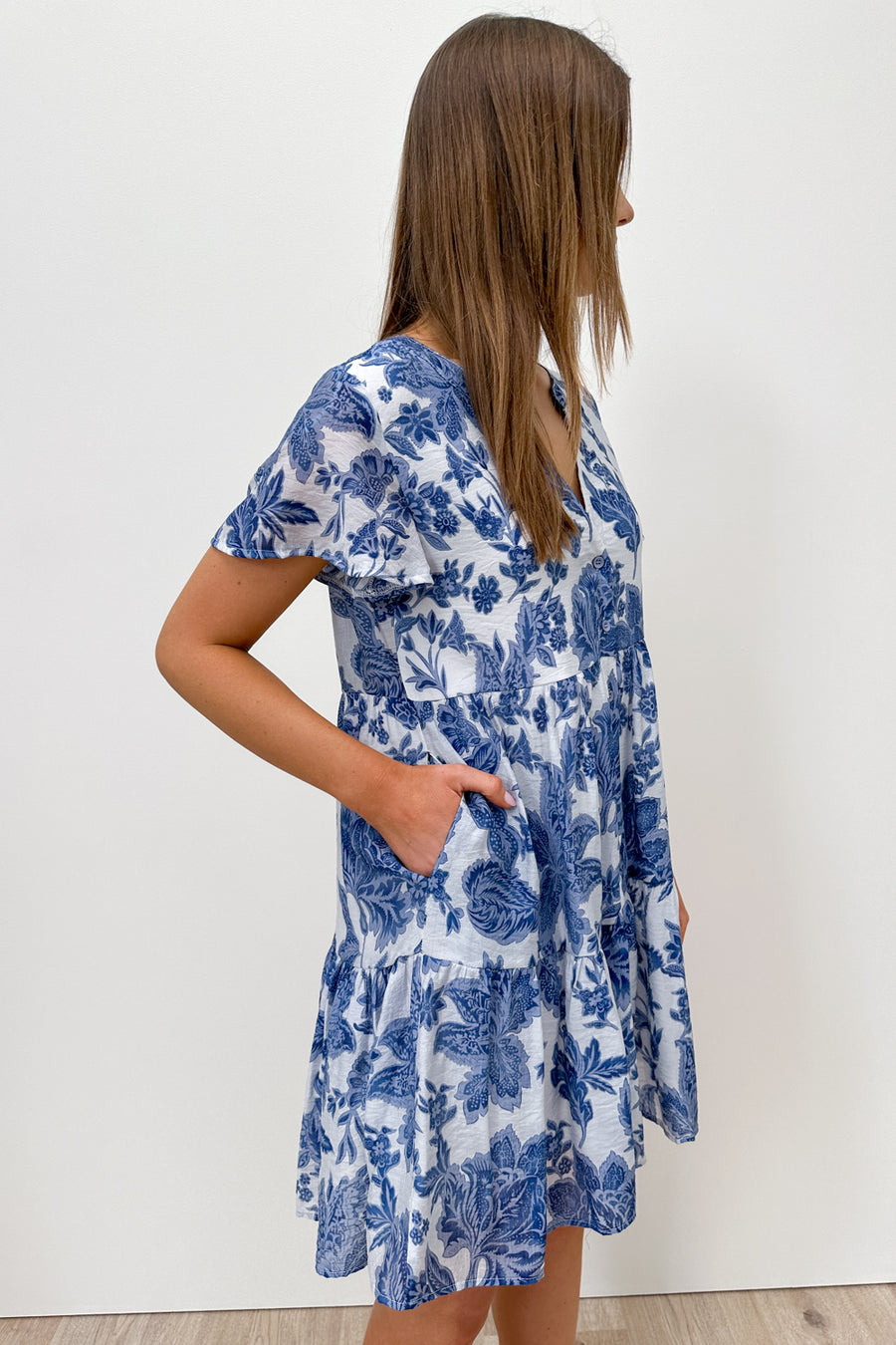 White Blue Floral