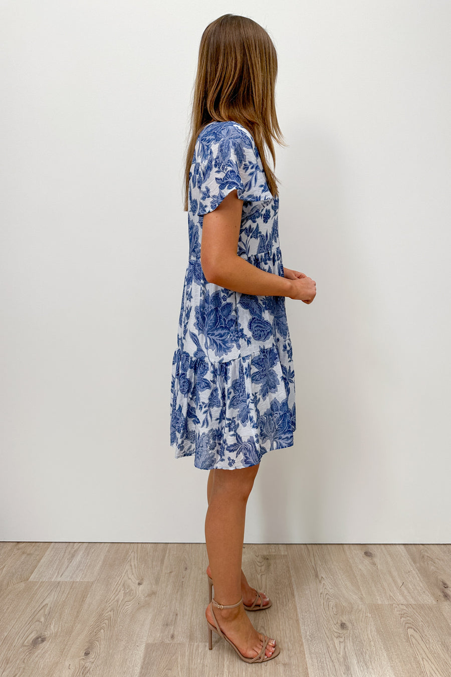 White Blue Floral