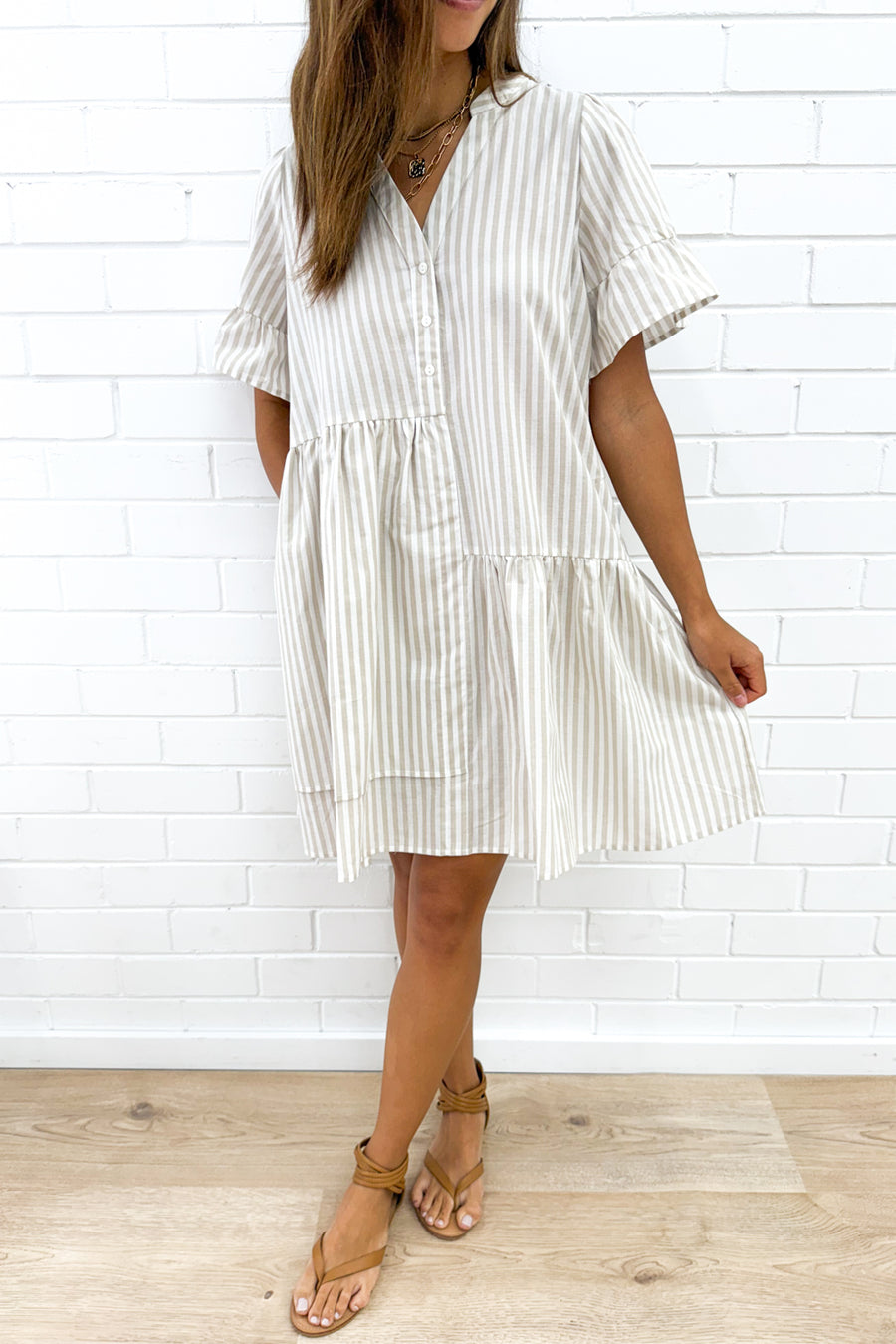 Beige White Stripe