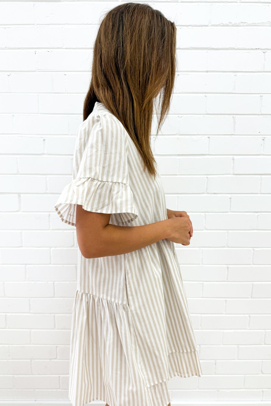 Beige White Stripe