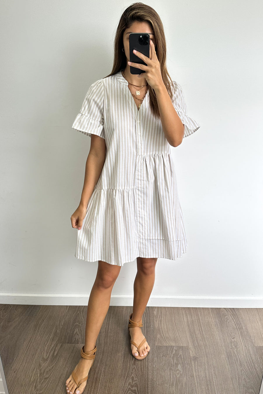 Beige White Stripe