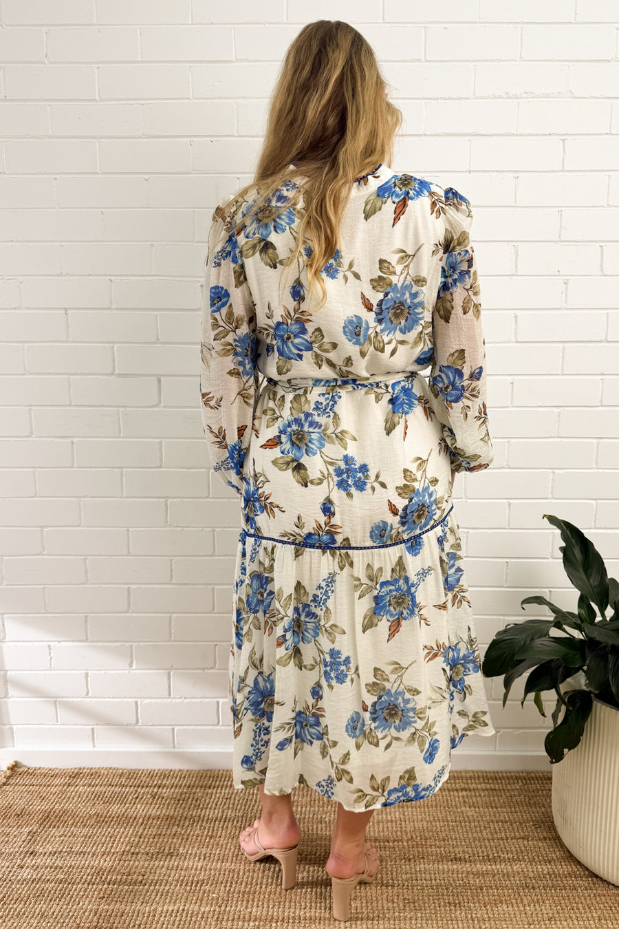 Cream Blue Floral
