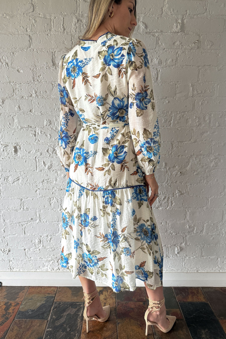 Cream Blue Floral