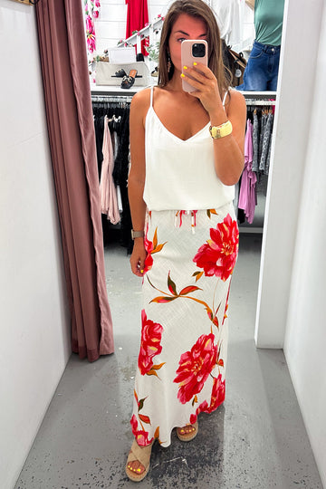 White Red Floral: julie