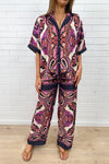 Navy Pink Paisley
