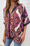 Navy Pink Paisley