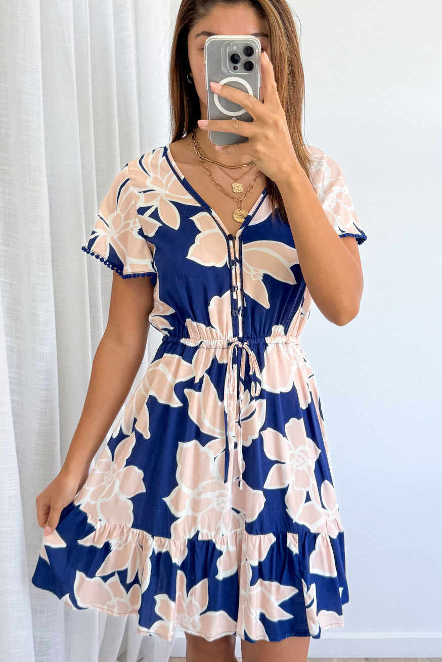 Navy Peach Floral