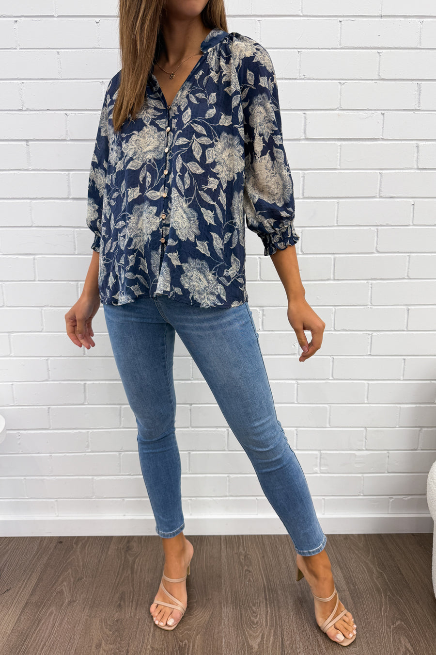 Navy Cream Floral