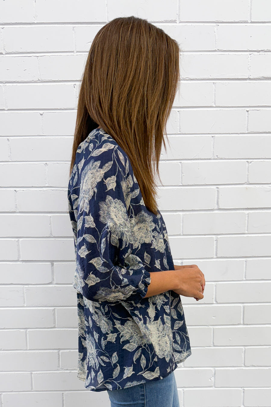 Navy Cream Floral