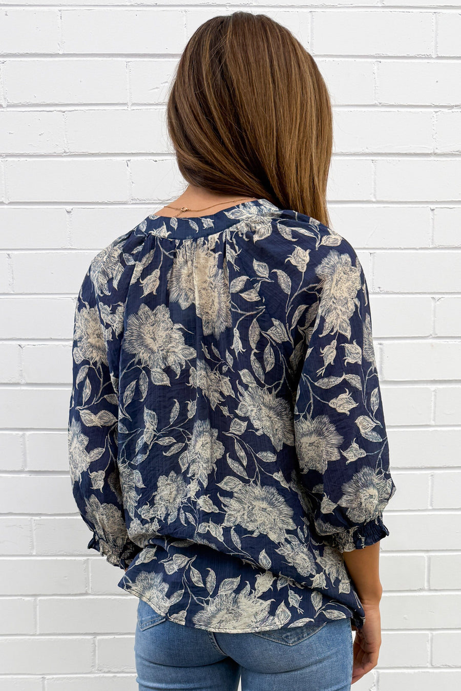 Navy Cream Floral