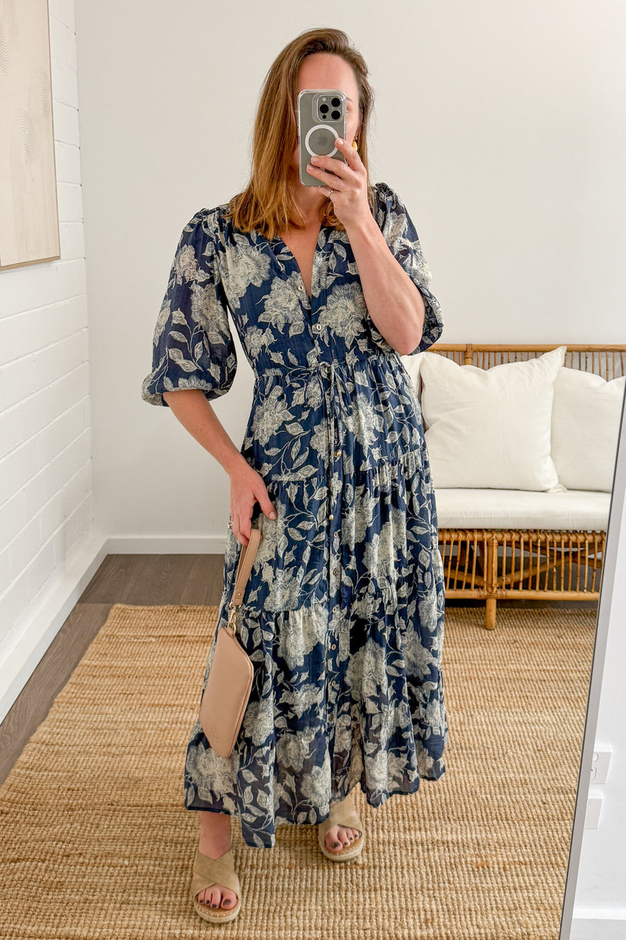 Navy Cream Floral