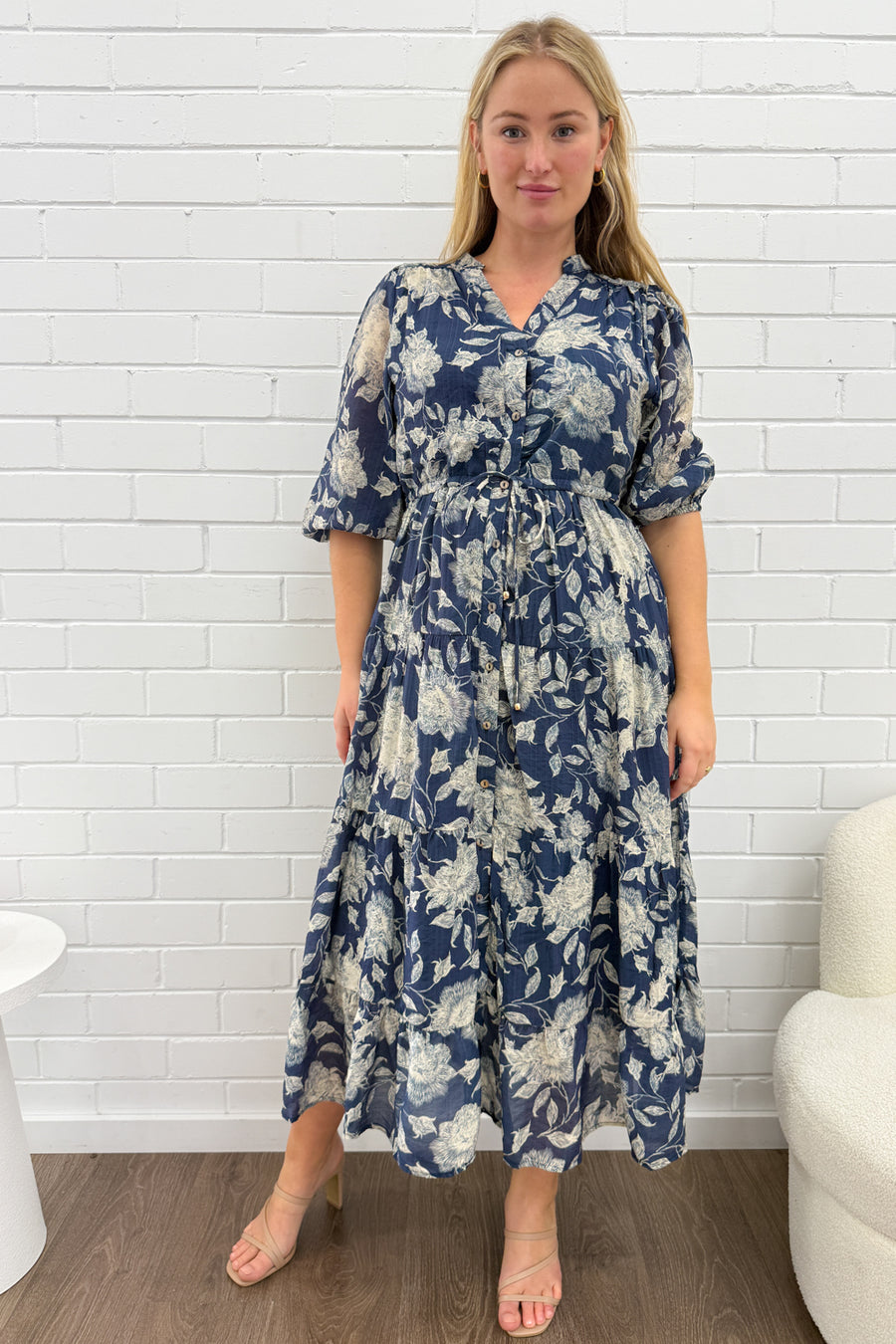 Navy Cream Floral