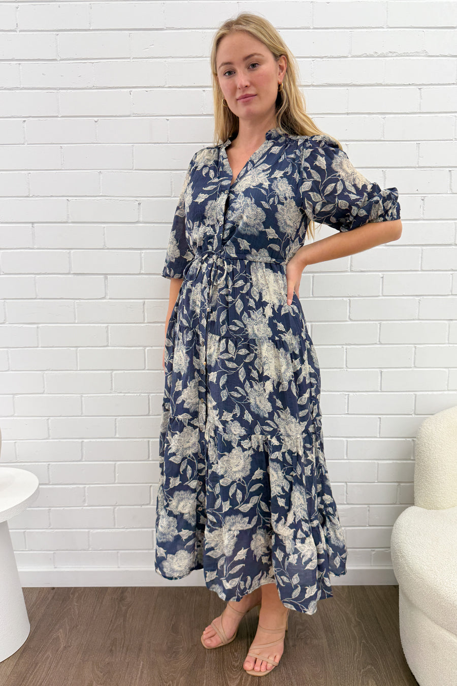 Navy Cream Floral