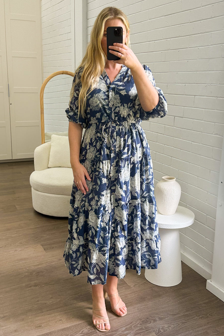 Navy Cream Floral