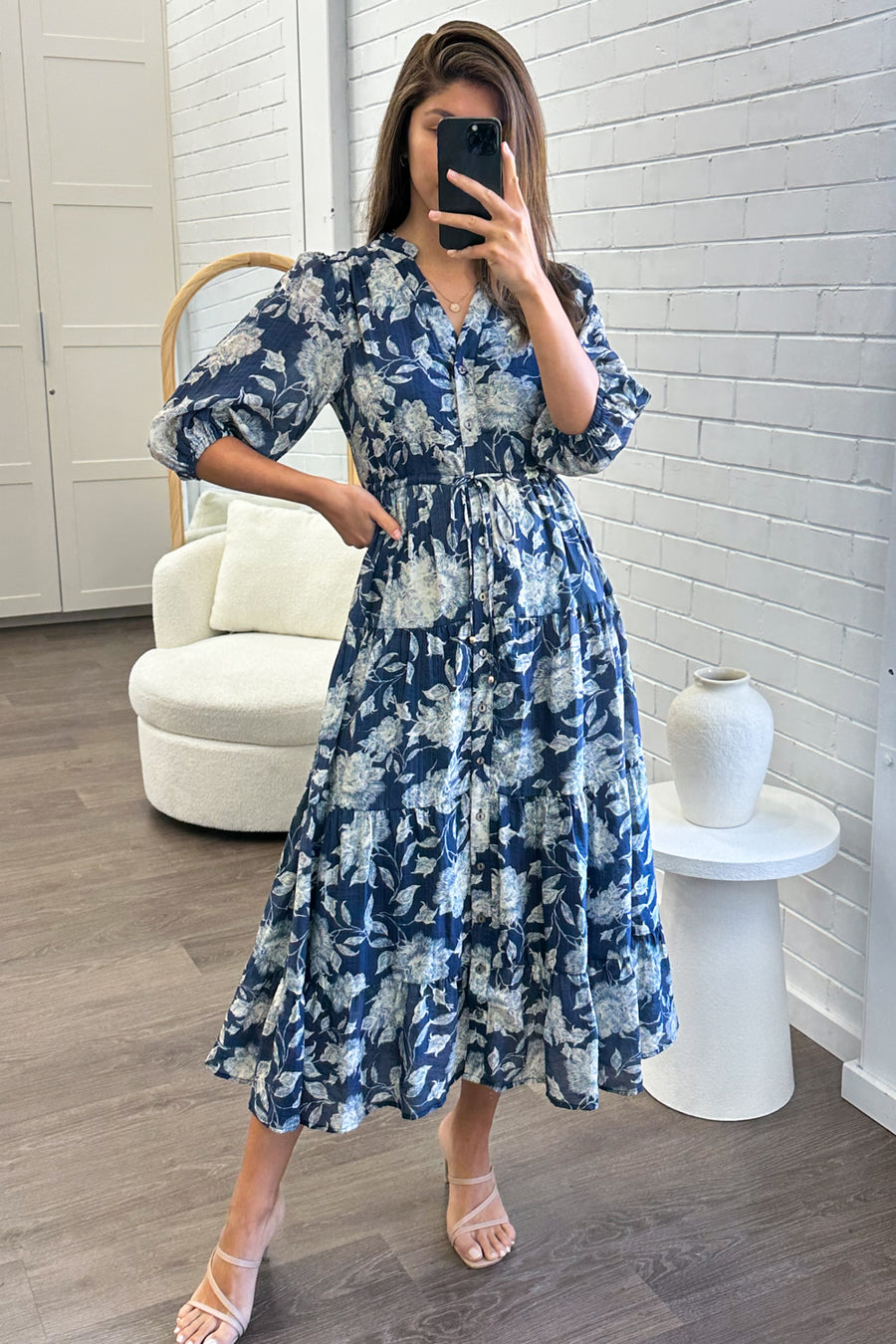 Navy Cream Floral