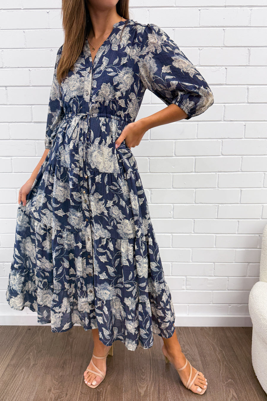 Navy Cream Floral