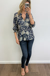 Navy Cream Floral