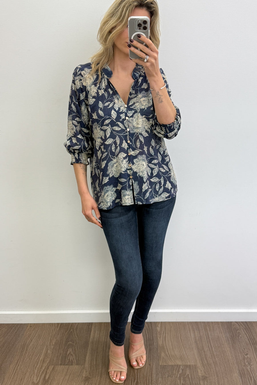 Navy Cream Floral