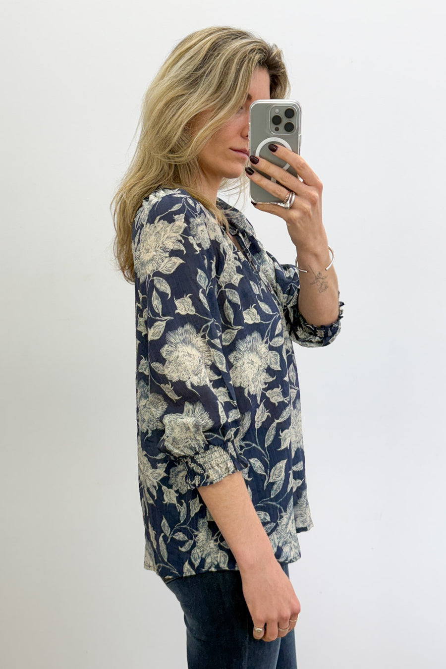 Navy Cream Floral