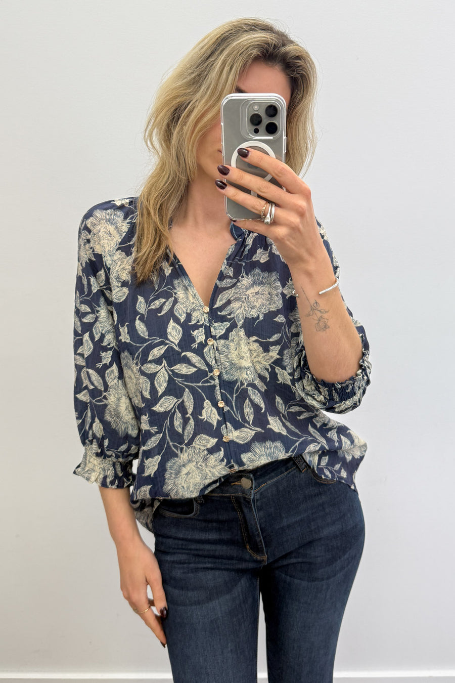 Navy Cream Floral