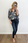 Navy Cream Floral