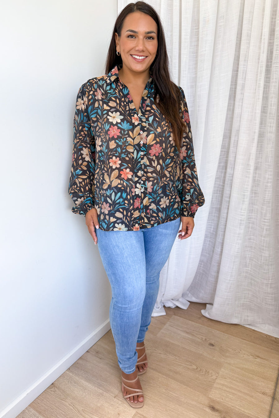 Black Blue Floral
