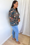 Black Blue Floral