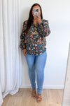 Black Blue Floral