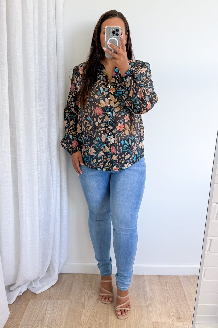 Black Blue Floral