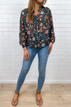 Black Blue Floral
