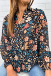 Black Blue Floral