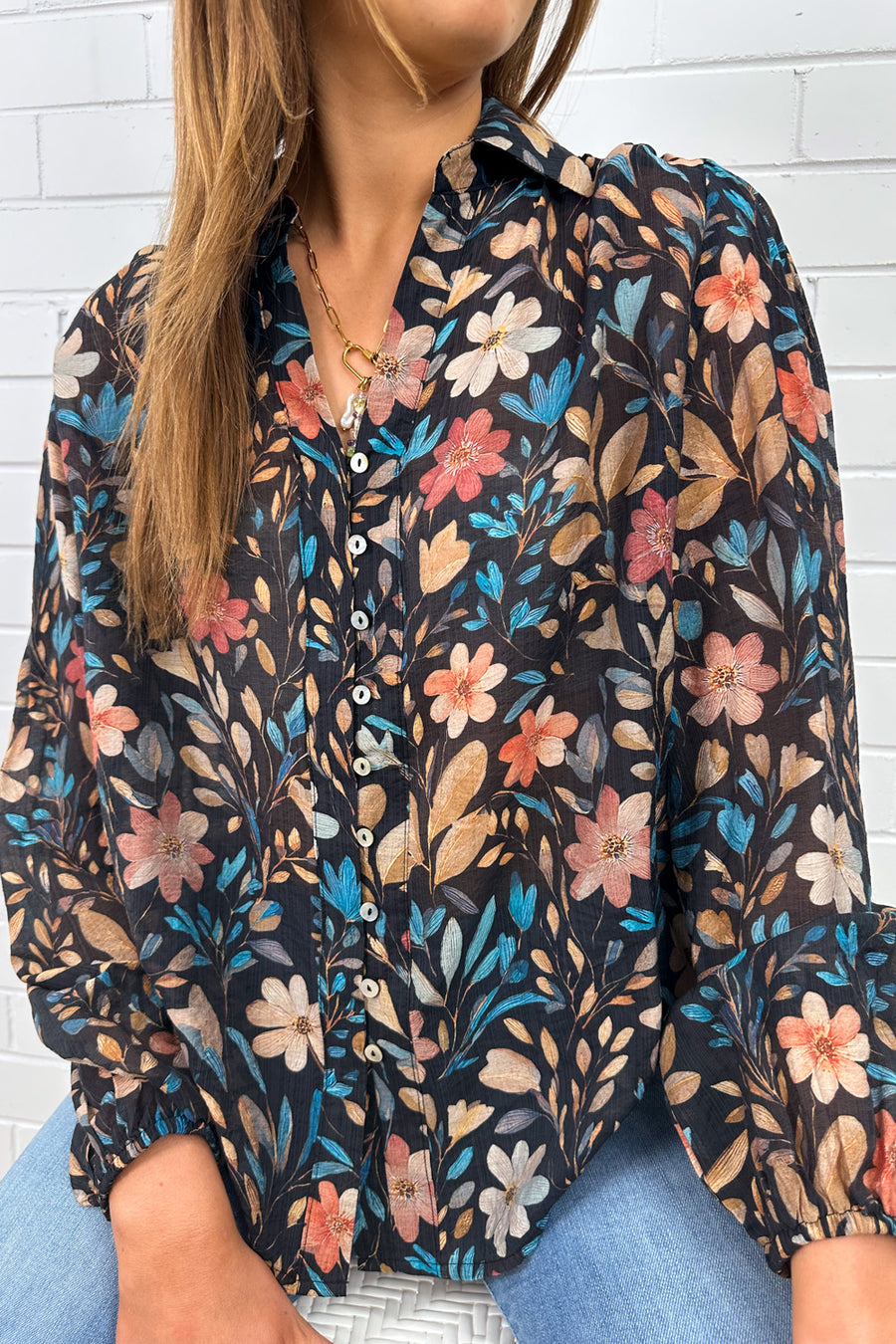 Black Blue Floral