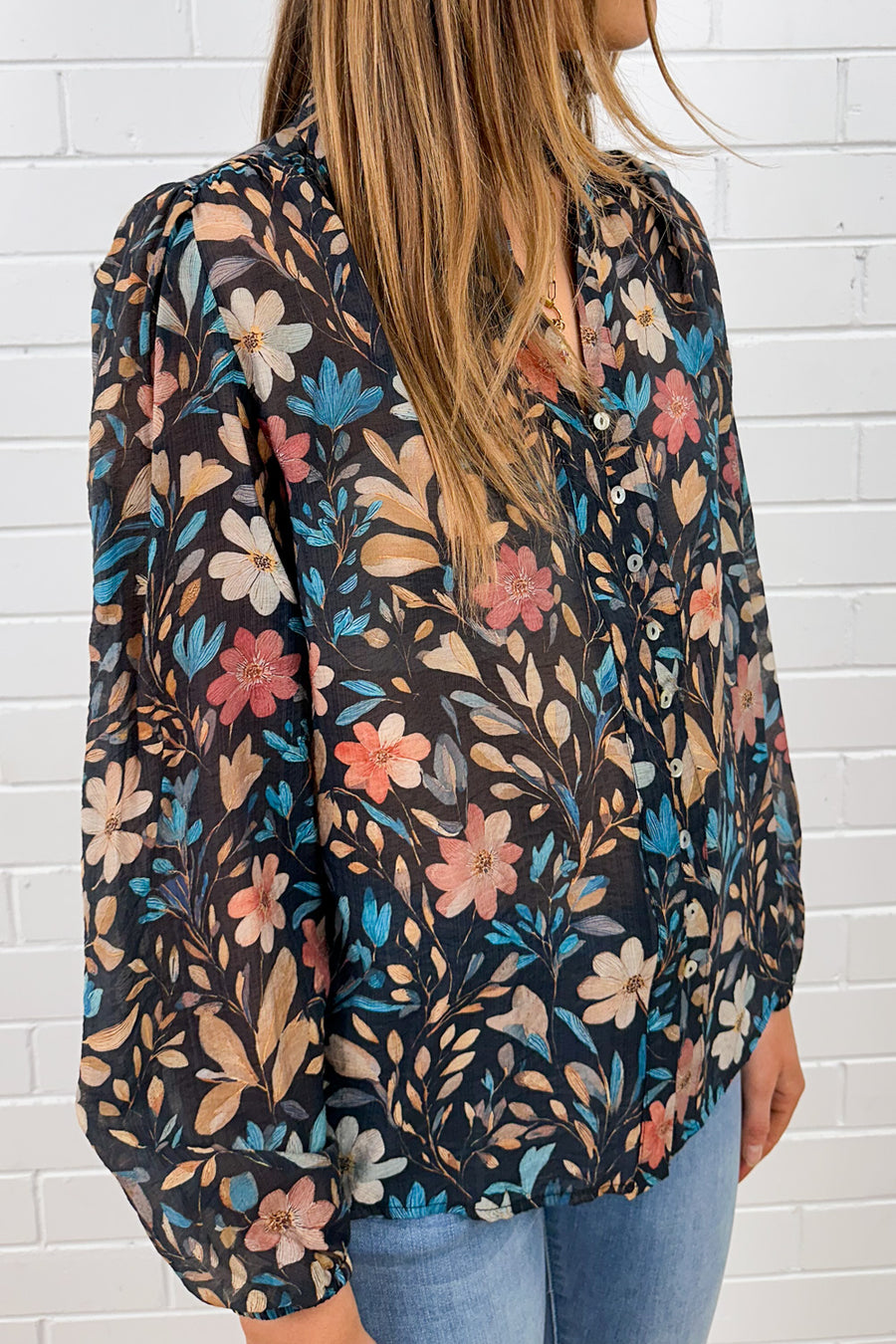 Black Blue Floral