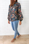 Black Blue Floral