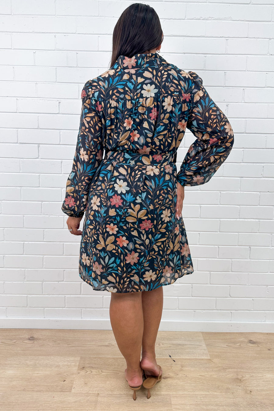 Maryland Dress - Black Blue Floral  Vine Apparel