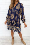 Navy Tan Print