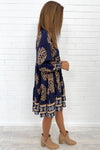 Navy Tan Print