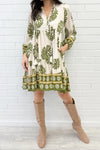 Cream Khaki Print