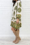 Cream Khaki Print