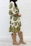 Cream Khaki Print