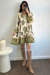 Cream Khaki Print