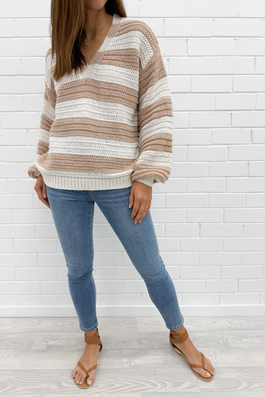 White Beige Stripe