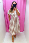 Tan White Stripe
