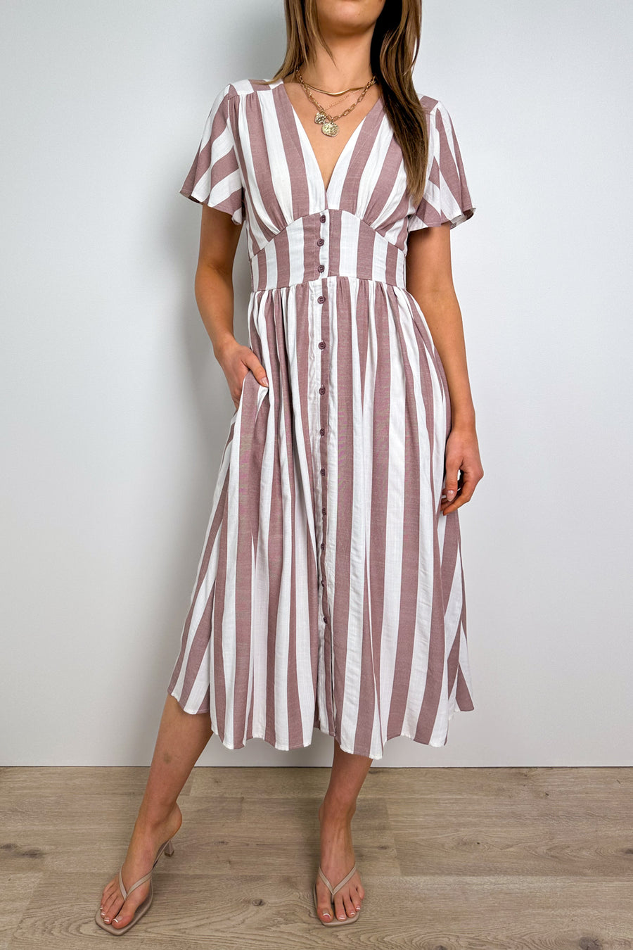 Tan White Stripe