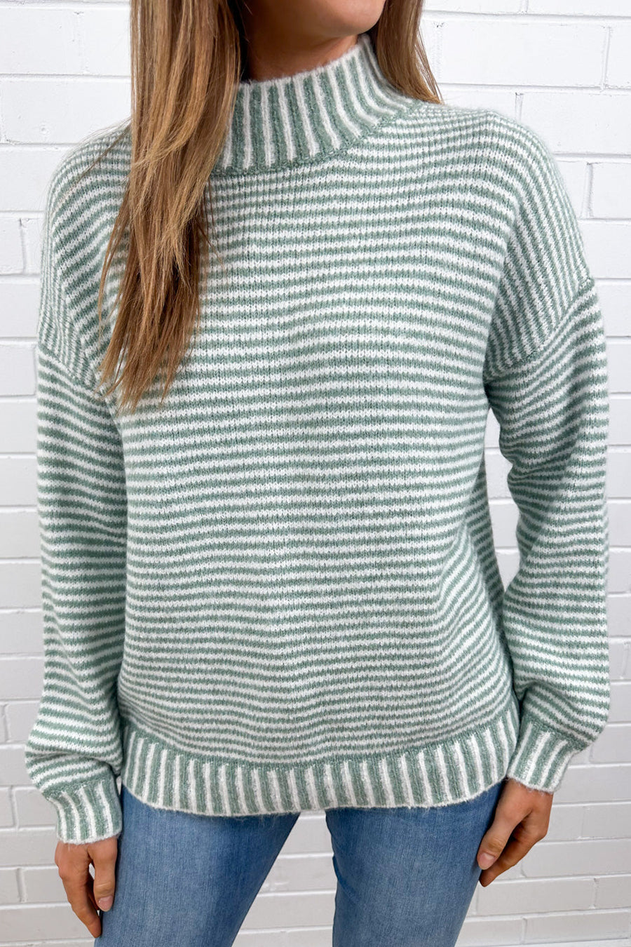 Sage White Stripe