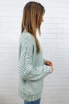 Sage White Stripe