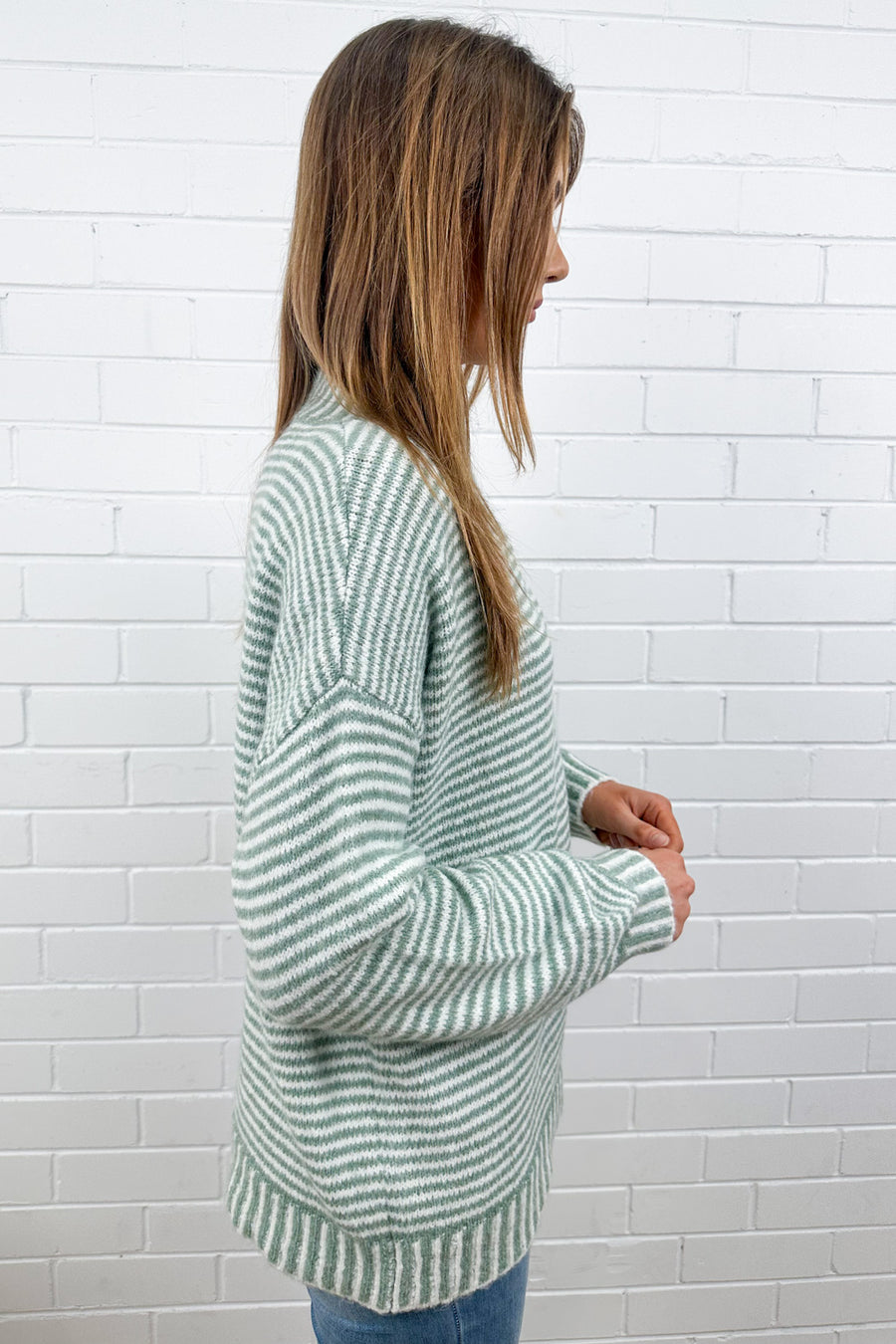 Sage White Stripe