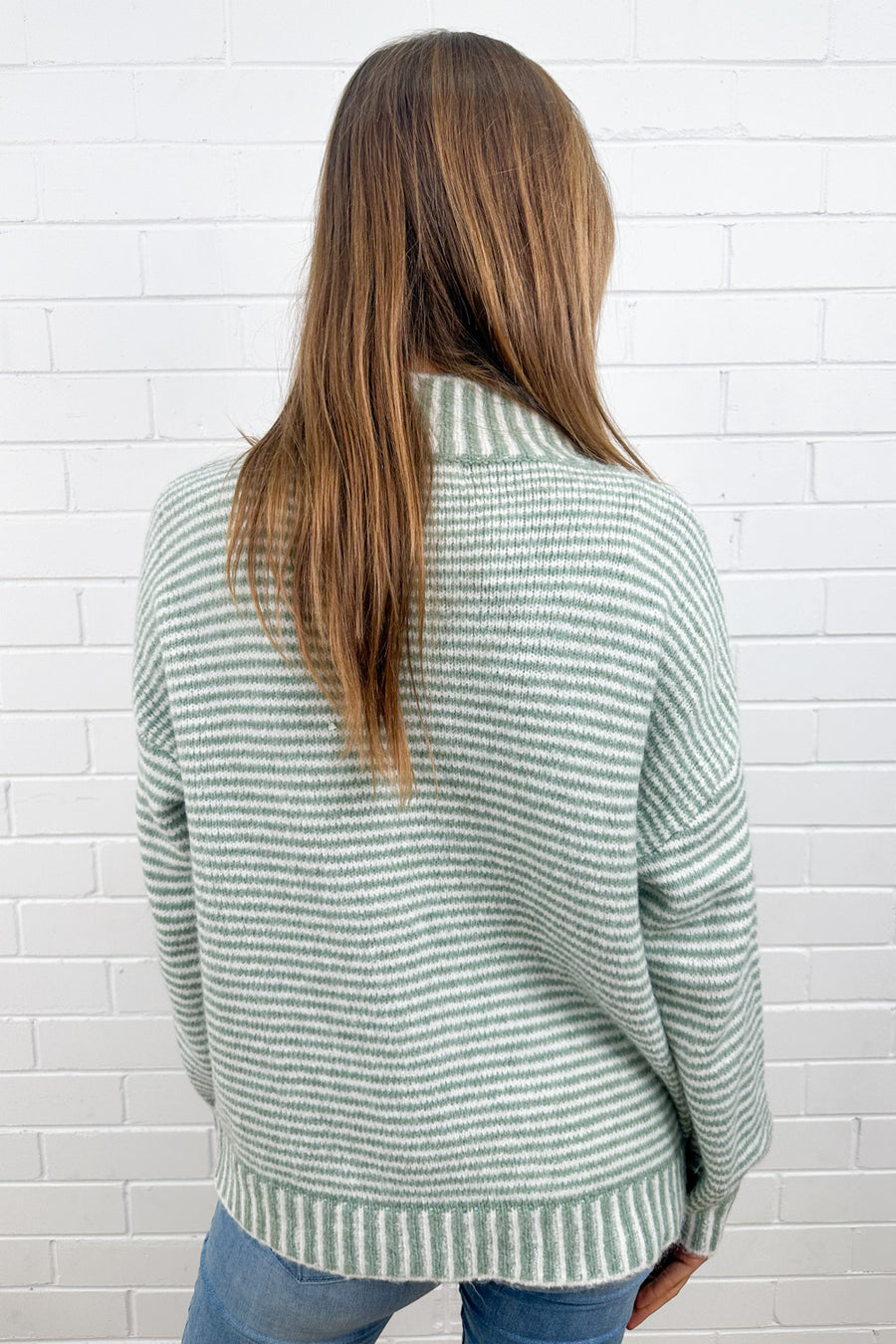 Sage White Stripe